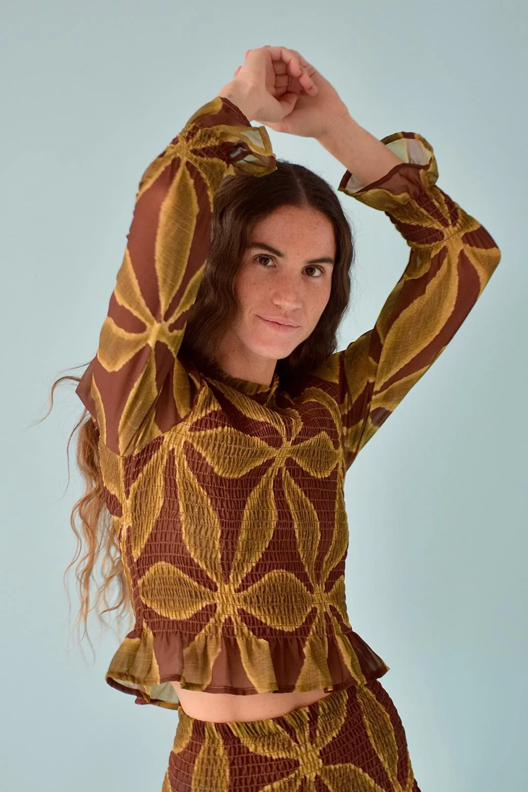 Blusa Trébol Chía Verde y Marrón - Image 5